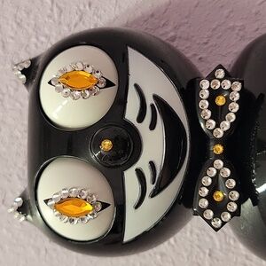 Jeweled Classic Black Kit-Cat Klock clock SUPER RARE Silver & Gold